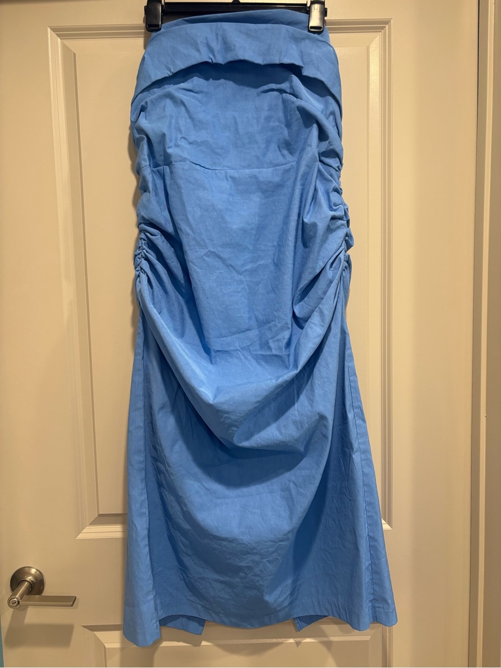 Anthropologie Blue Ice Slim Strapless  Ruched Midi Dress Size 1X Plus, NWT